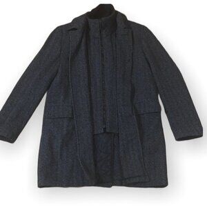 Vizoni man gray zip front dress coat with removable turtleneck size 40
